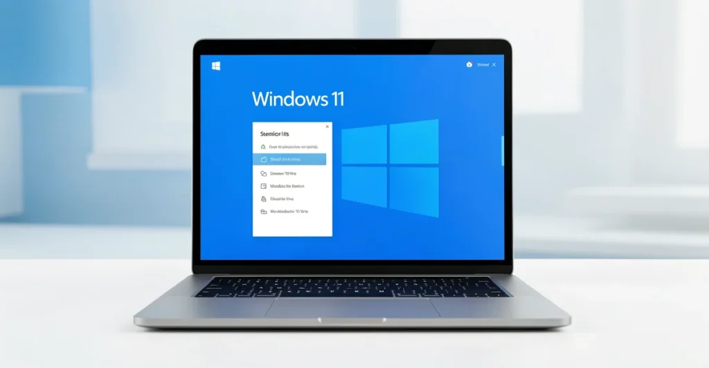 Featured image: Professional featured image for: How to Speed Up a Slow Windows 10 PC. Modern laptop showing Windows