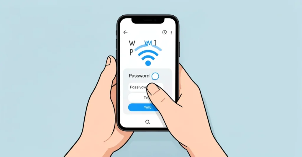 Featured image: Professional featured image for: How to Change WiFi Password From a Phone. Clean editorial illustrat
