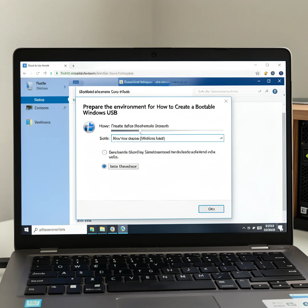 Step 2: Technical tutorial screenshot: Prepare the environment for How to Create a Bootable Windows USB, com