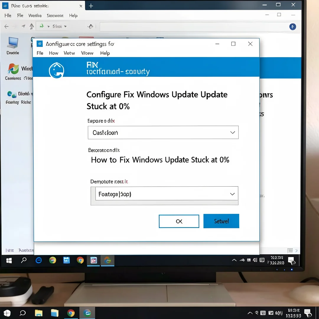 Step 3: Technical tutorial screenshot: Configure core settings for How to Fix Windows Update Stuck at 0%, co