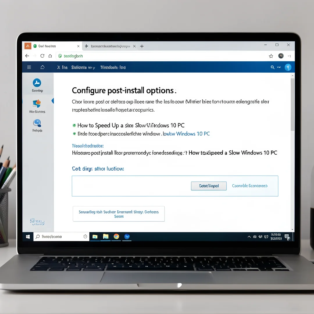 Step 6: Technical tutorial screenshot: Configure post-install options for How to Speed Up a Slow Windows 10