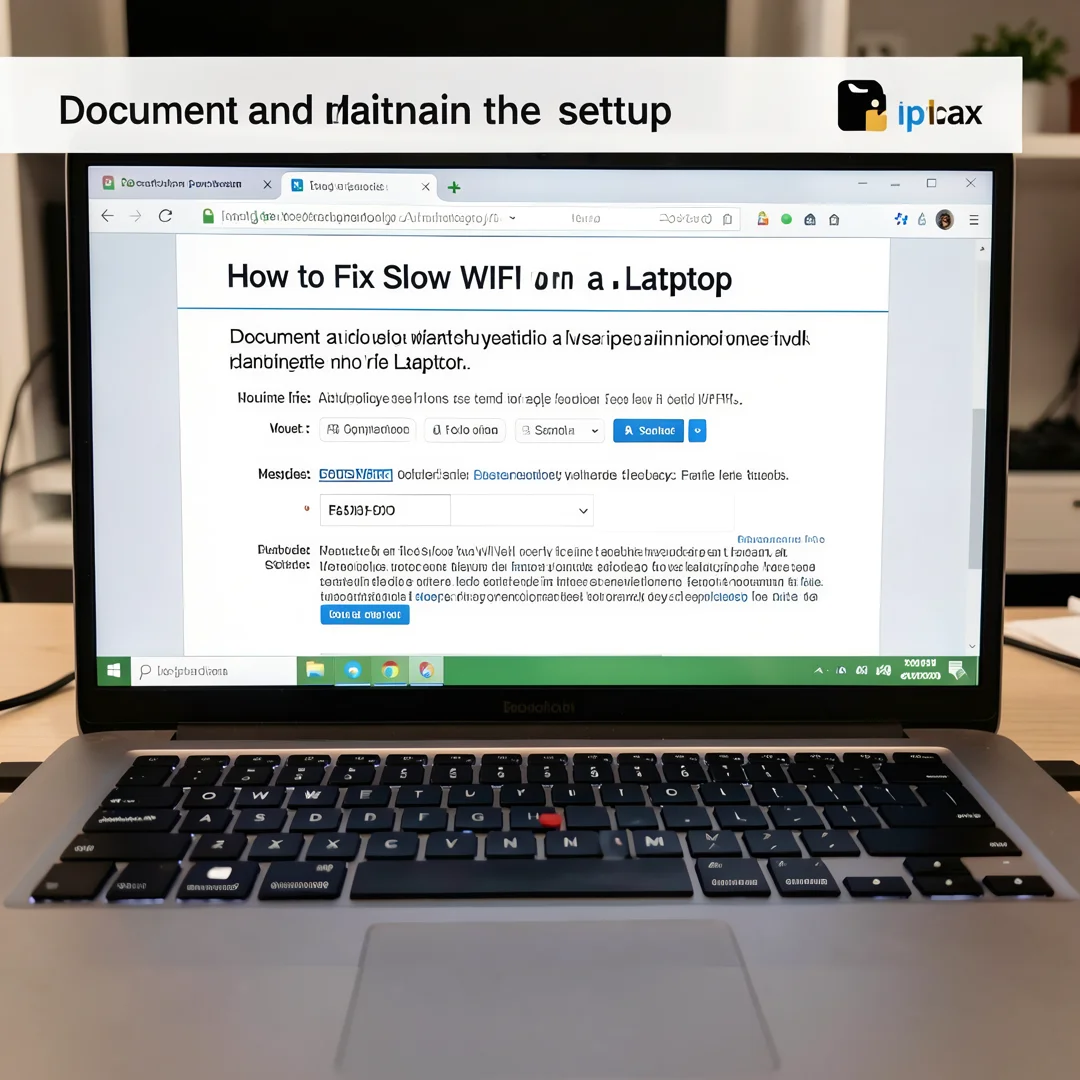 Step 8: Technical tutorial screenshot: Document and maintain the setup for How to Fix Slow WiFi on a Laptop,