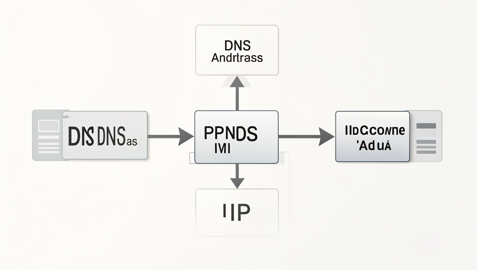 Detailed illustration of the DNS process from domain name to IP address.