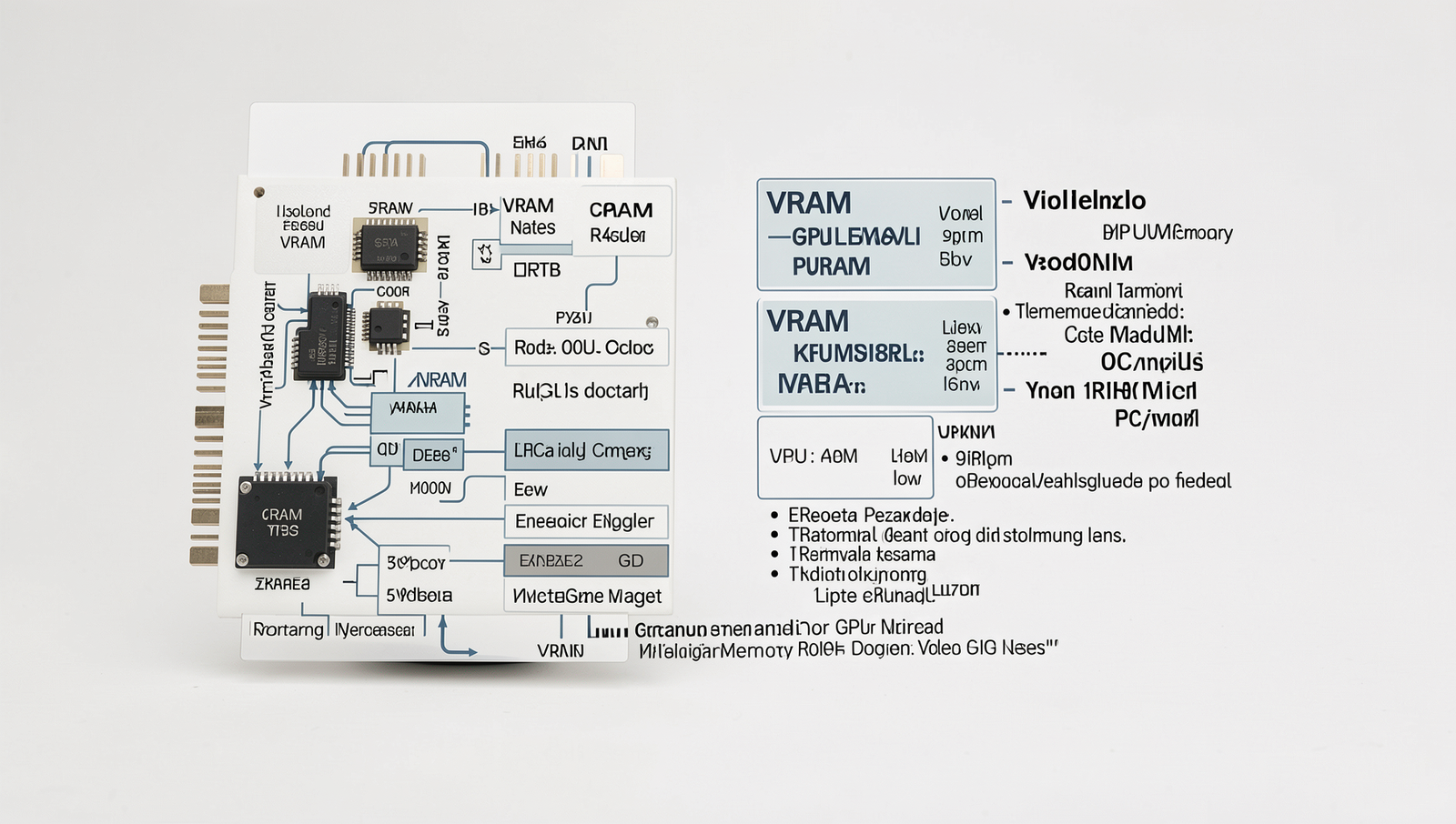 Detailed illustration of various VRAM types and their applications in GPUs.