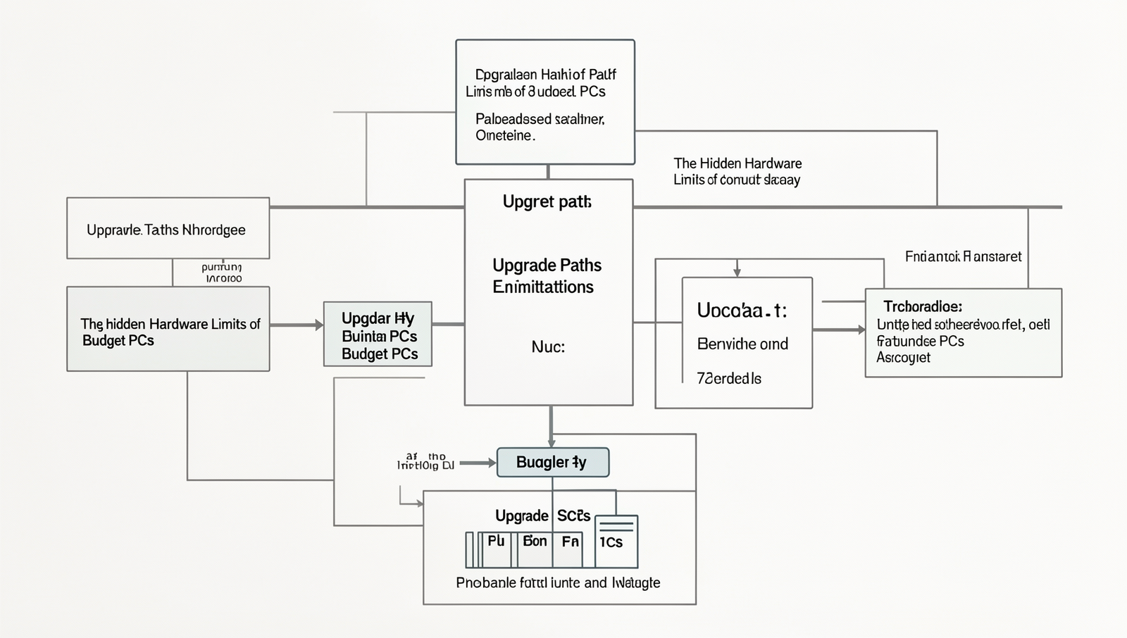 Detailed flowchart illustrating upgrade paths for budget PCs under natural lighting.