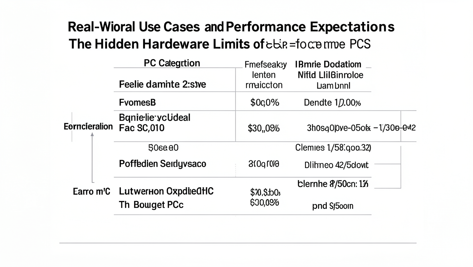 Detailed chart comparing performance expectations of various PC categories.