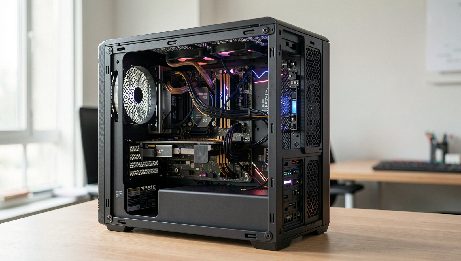 A modern PC setup showcasing common hardware failure issues in a realistic environment.