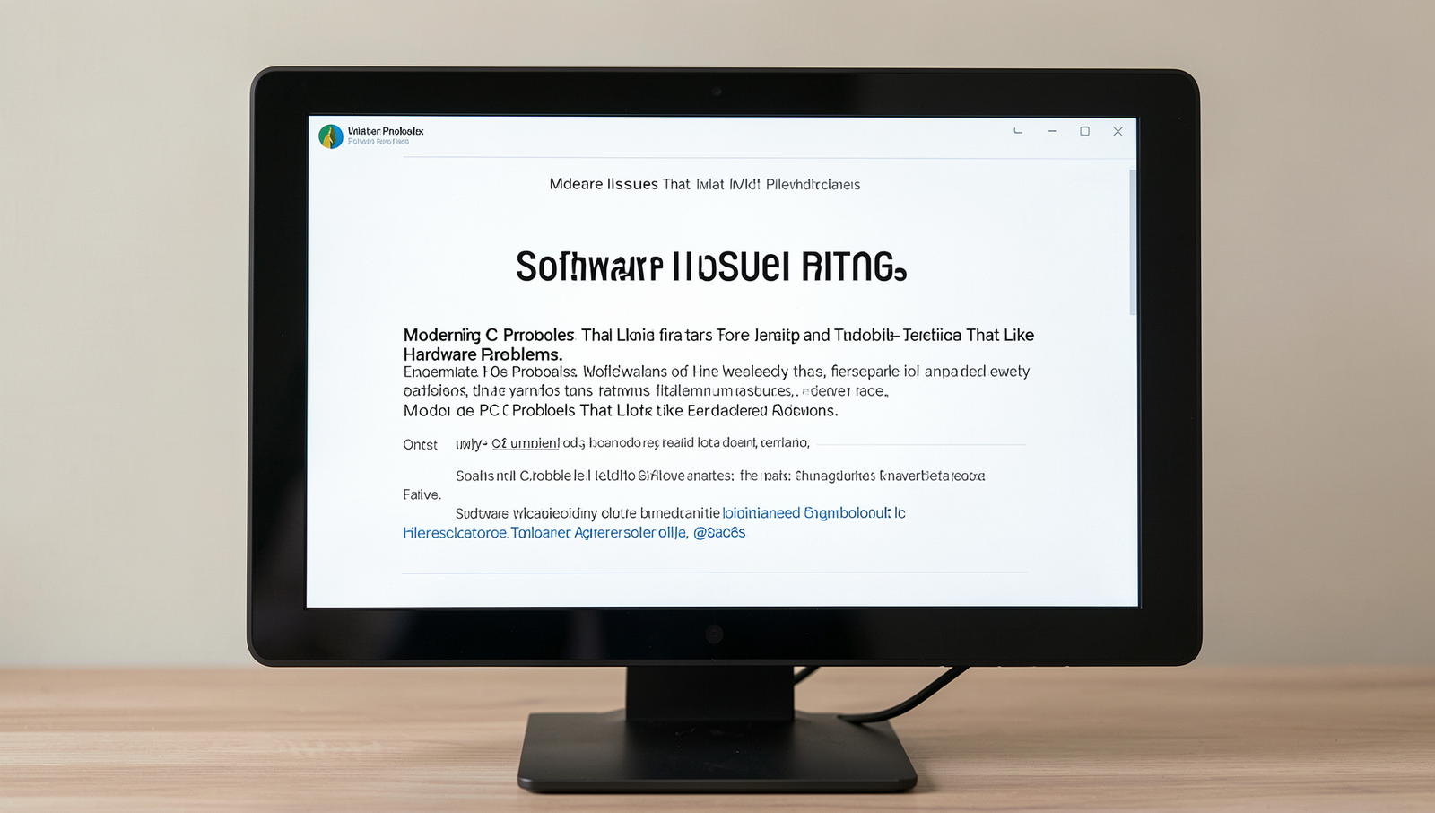 Computer screen showing a warning about software issues affecting performance.