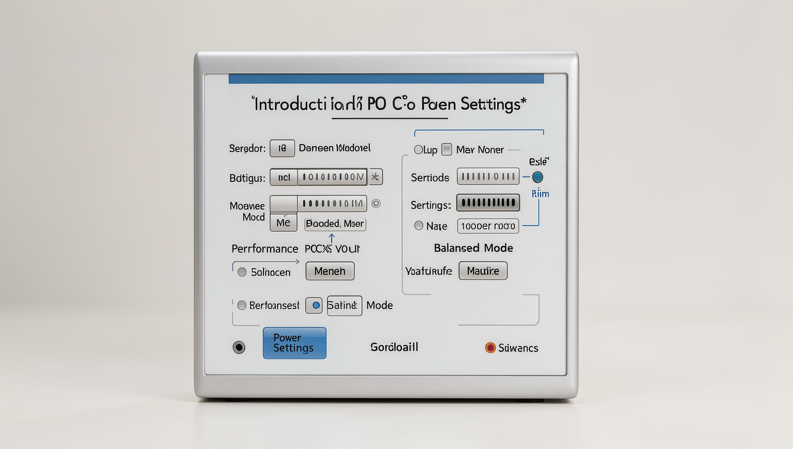 Detailed illustration of PC power settings, highlighting Performance and Balanced modes.