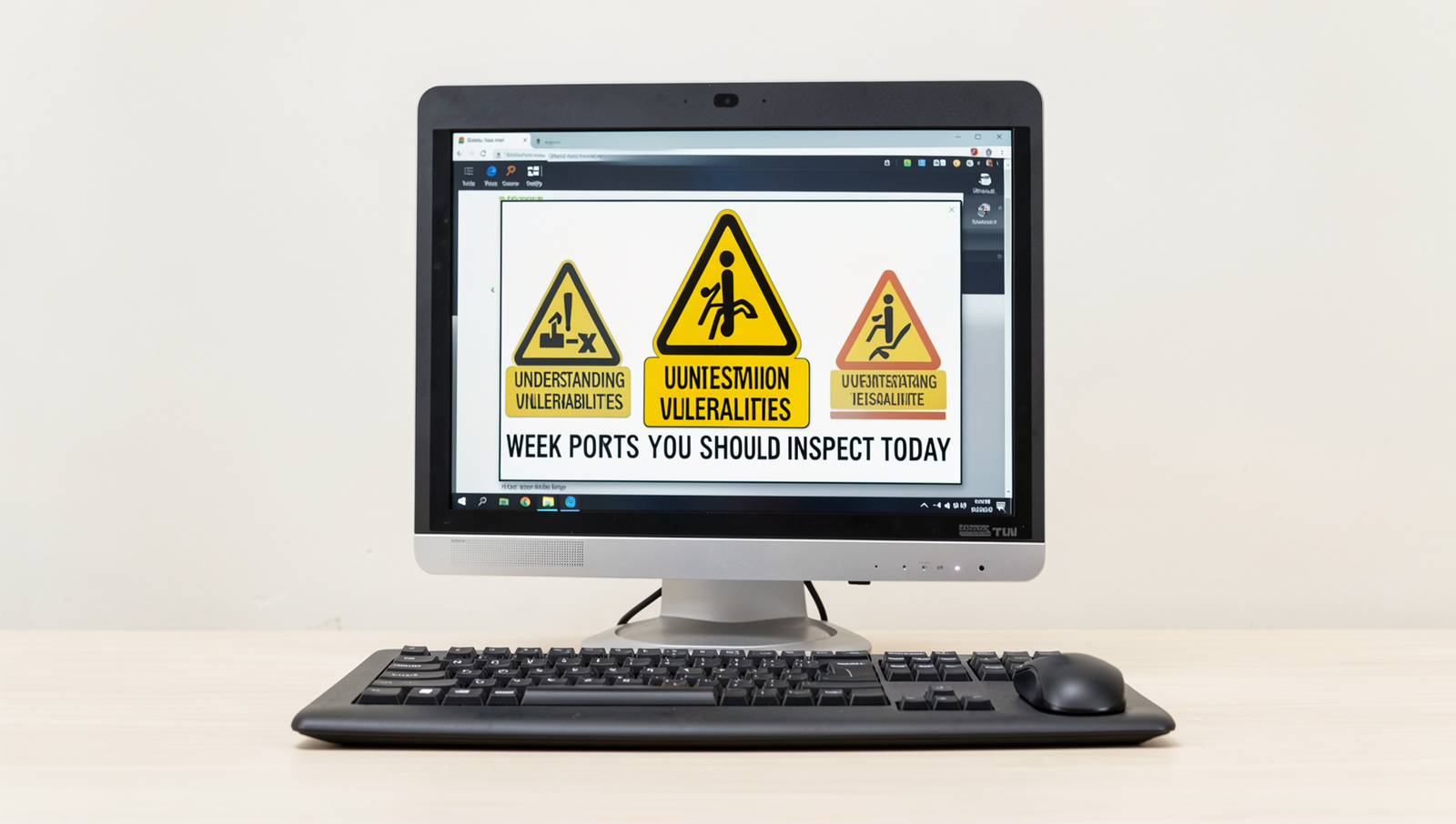 A computer displaying warning signs about security vulnerabilities.