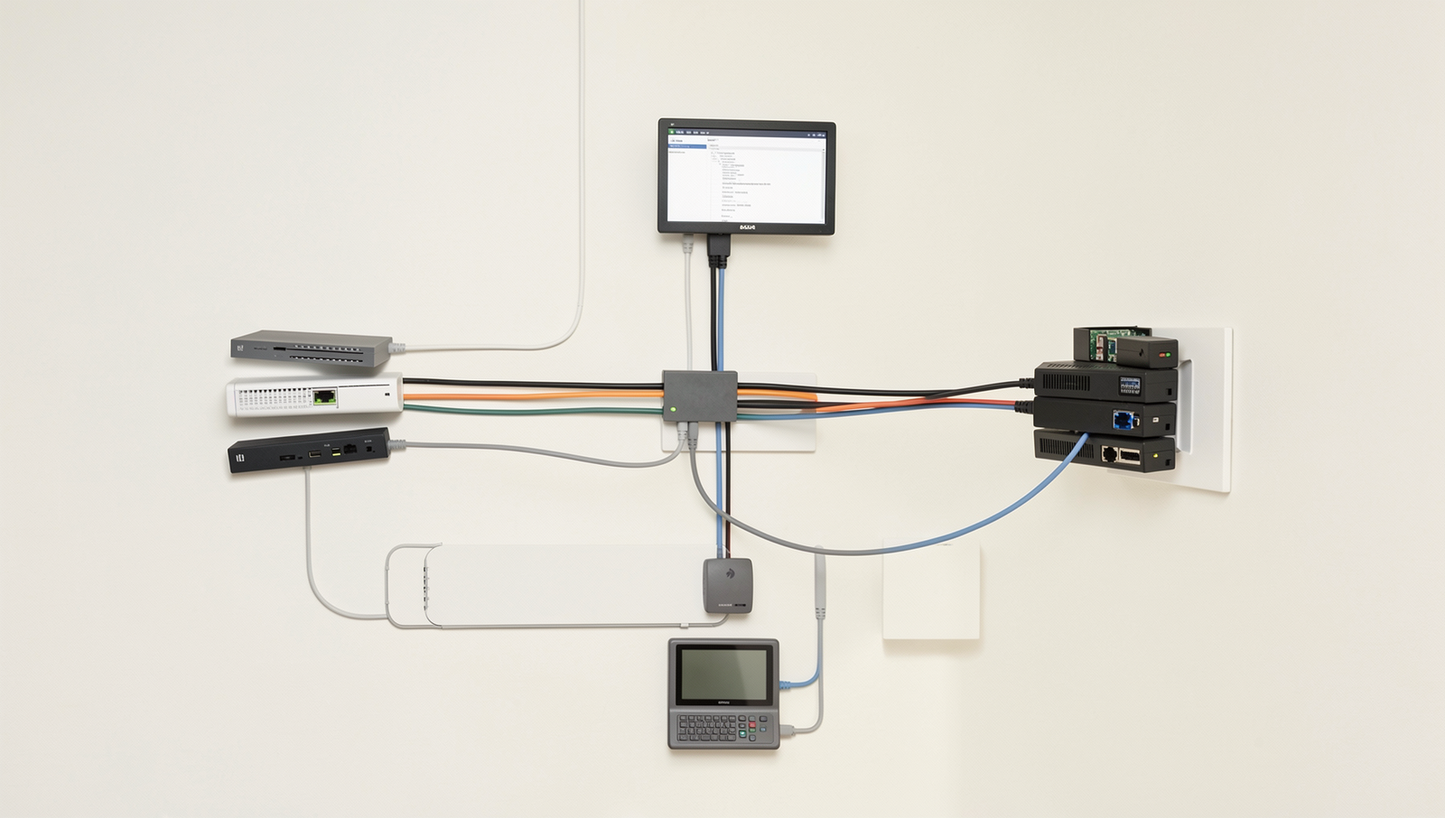 Detailed diagram of a secure home network setup with realistic lighting.