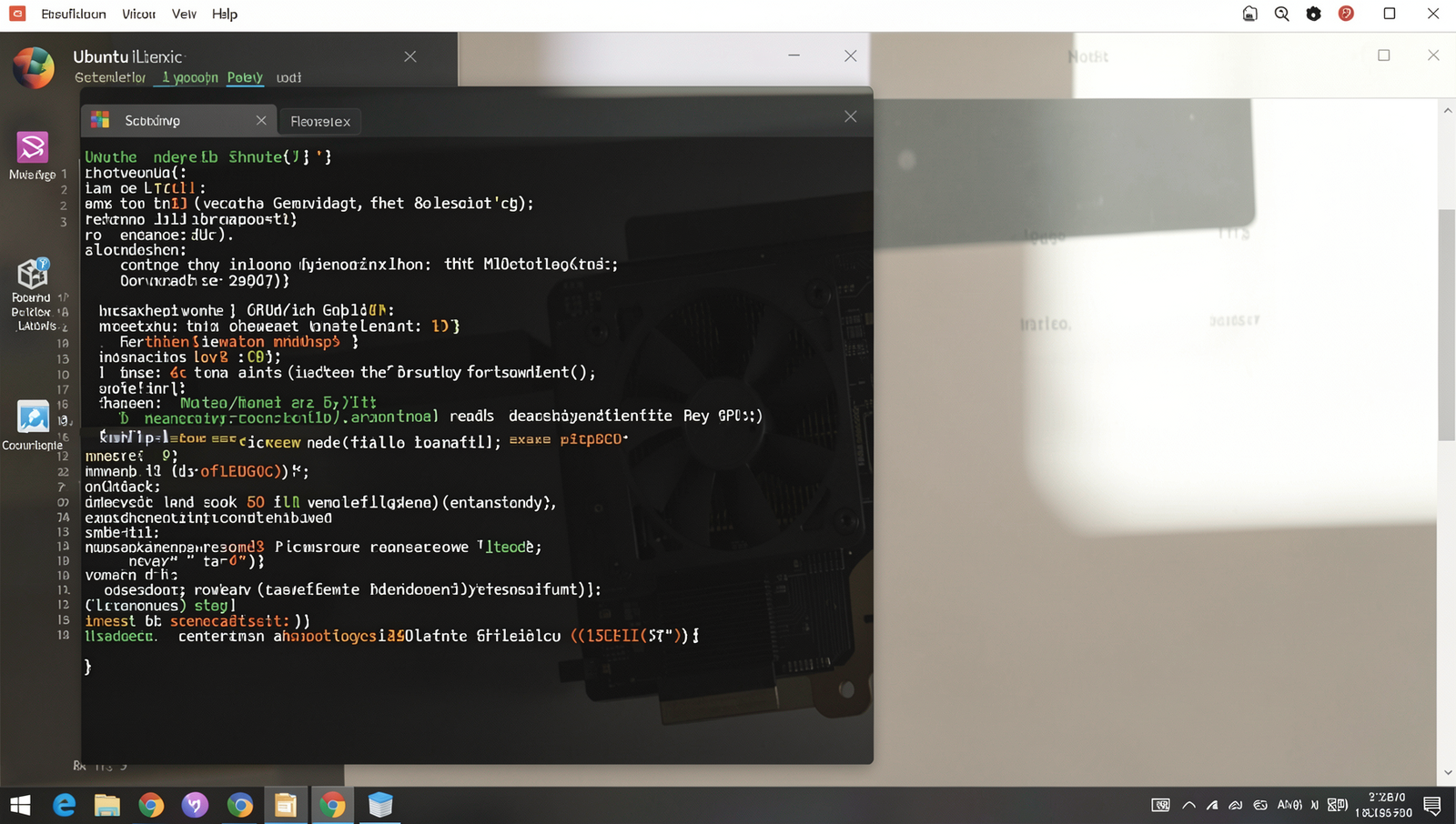 Step 6: Installing new GPU with realistic Linux desktop interface.