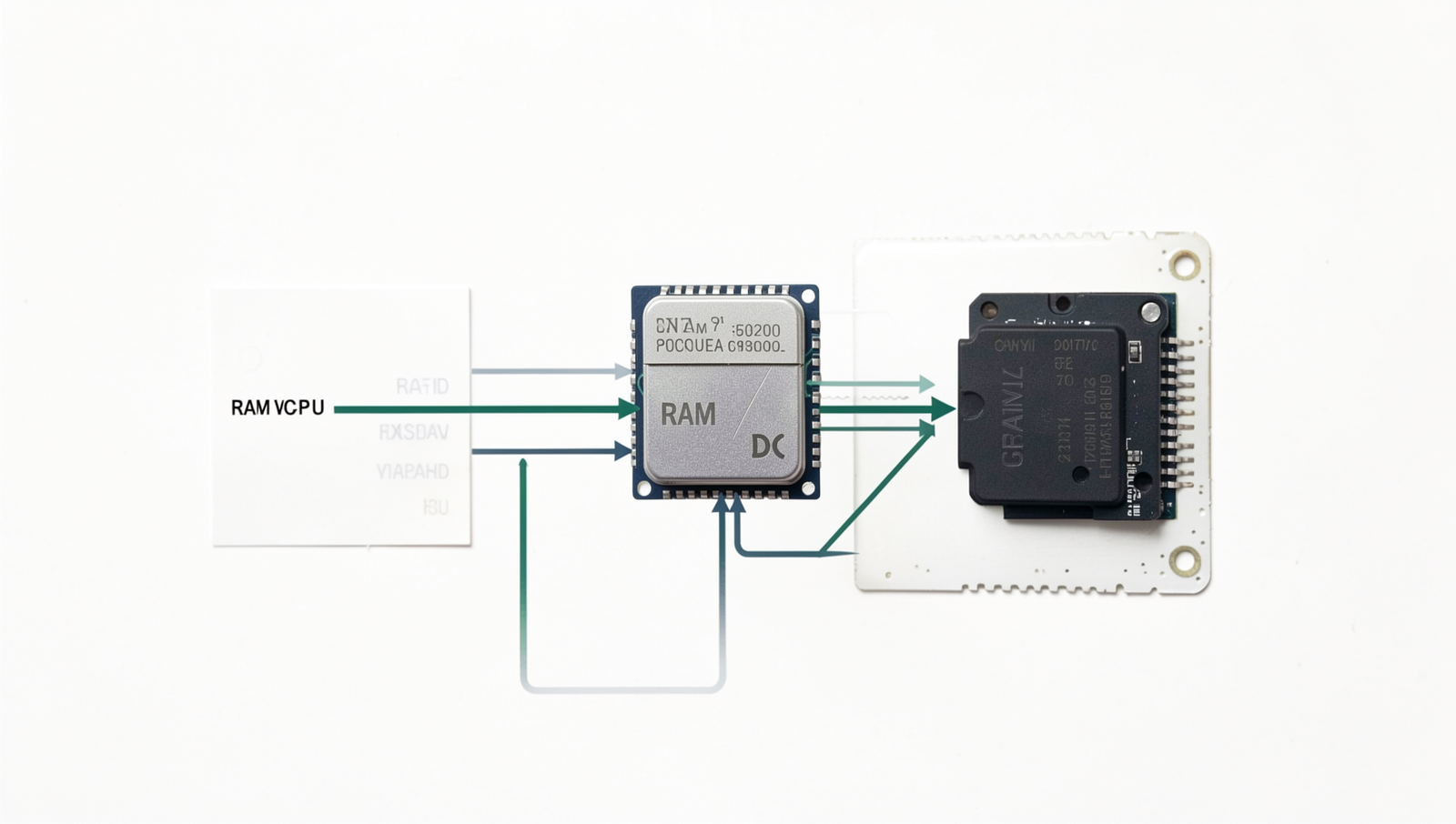 Detailed diagram illustrating data flow between RAM and CPU in a computer system.