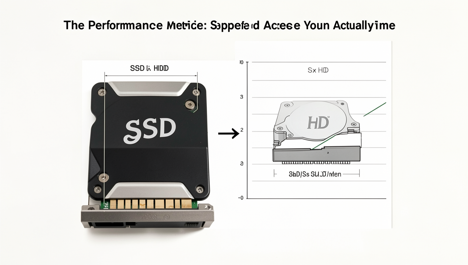 Graph comparing speed differences between SSD and HDD performance metrics.