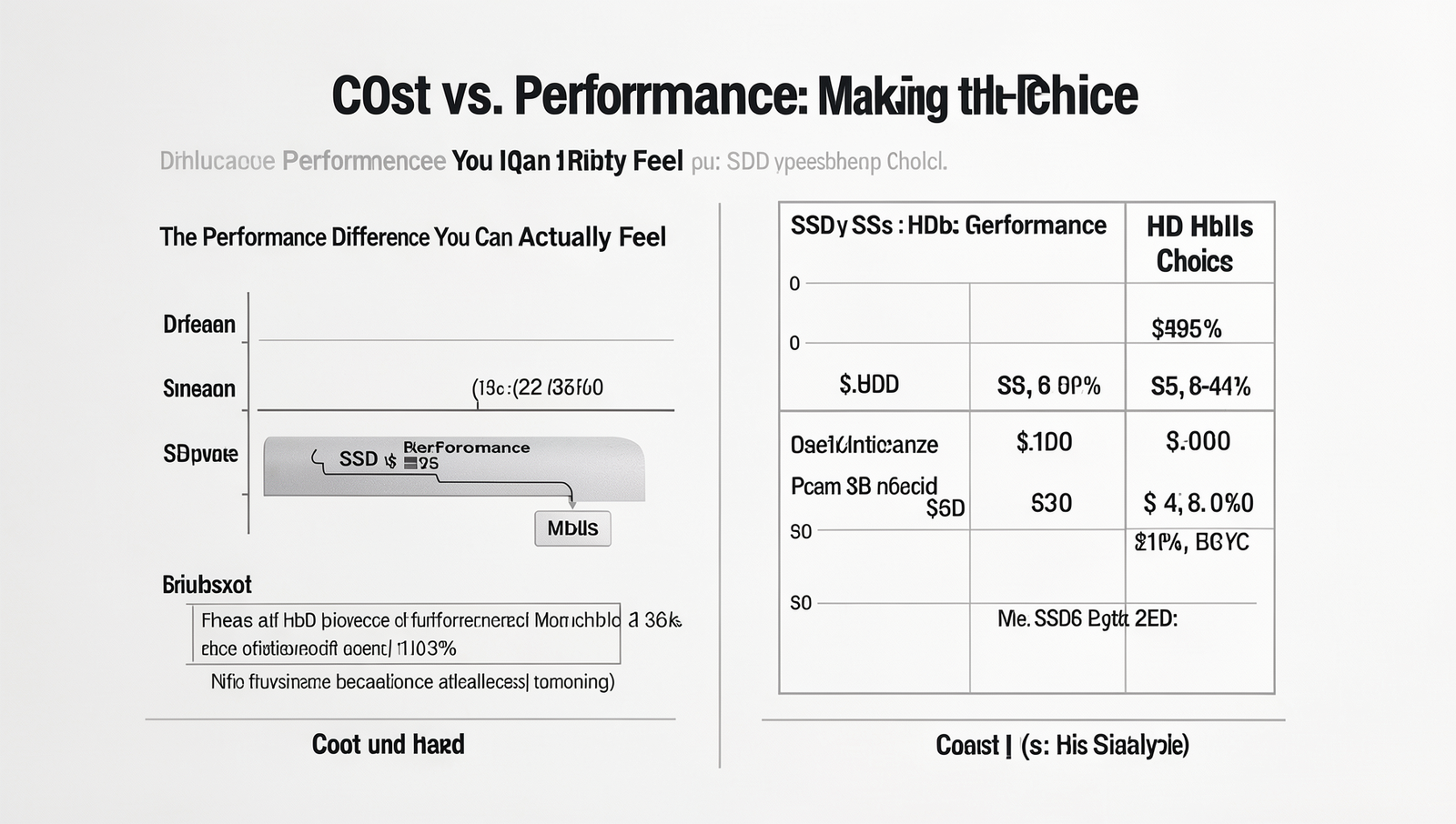 Detailed chart comparing cost vs performance of SSDs and HDDs.