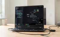 A side-by-side comparison of WiFi and Ethernet connections in a modern workspace.