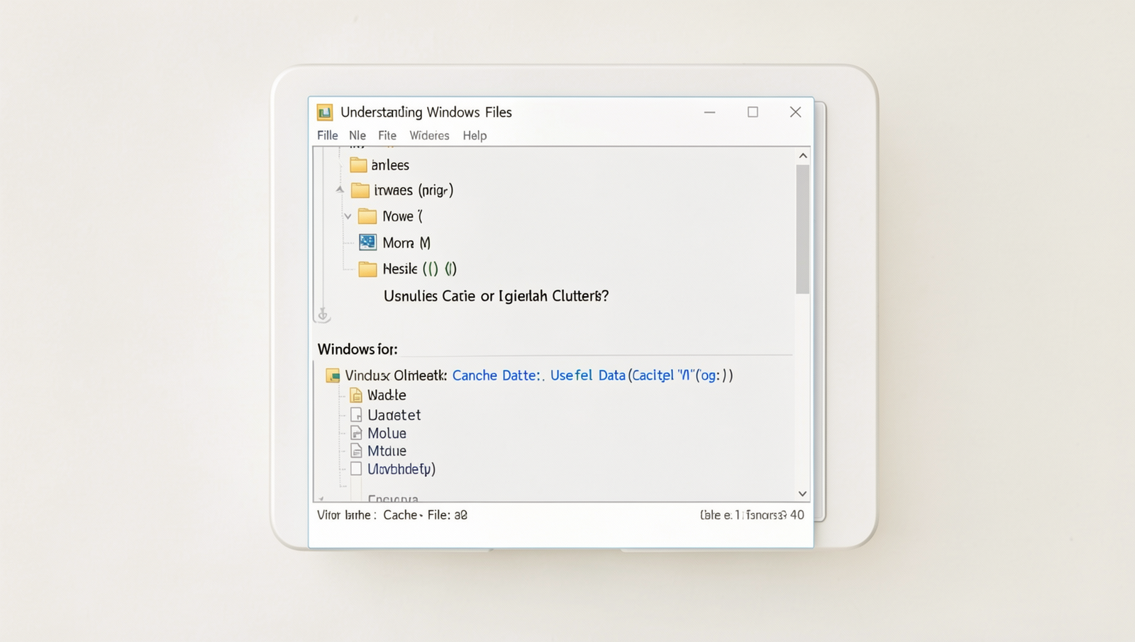 Detailed illustration of Windows cache files in a realistic style.
