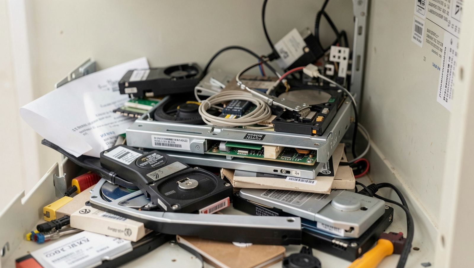 Cluttered disk space showing excessive cache accumulation on a computer.