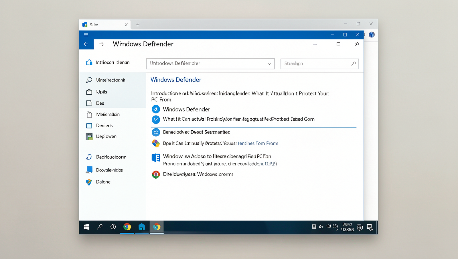 Detailed visual representation of the Windows Defender interface with natural lighting.