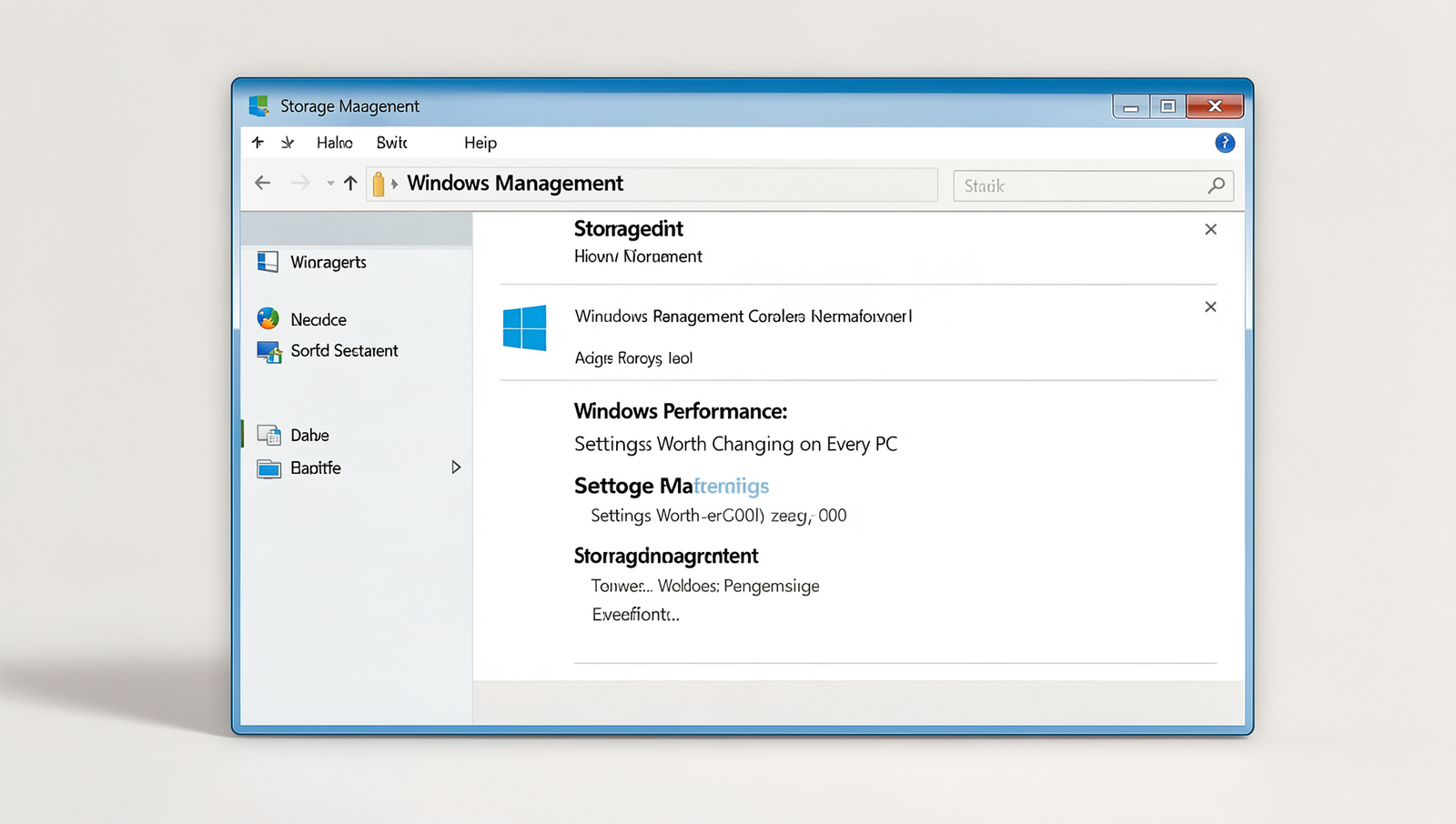 Detailed illustration of Windows storage settings interface for performance management.