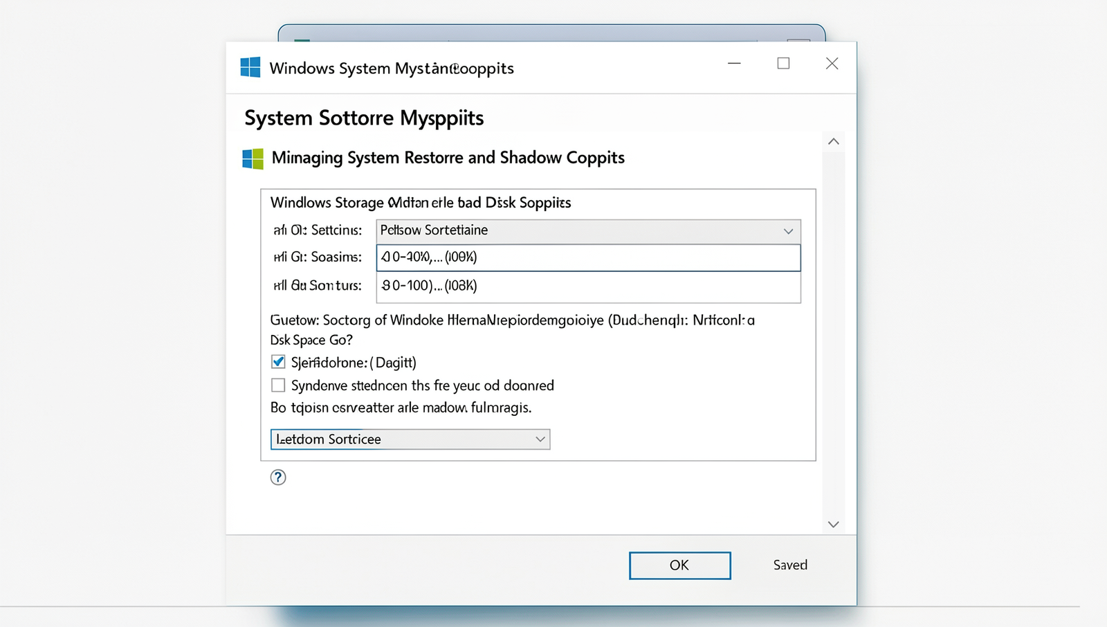 Detailed illustration of Windows System Restore settings interface.