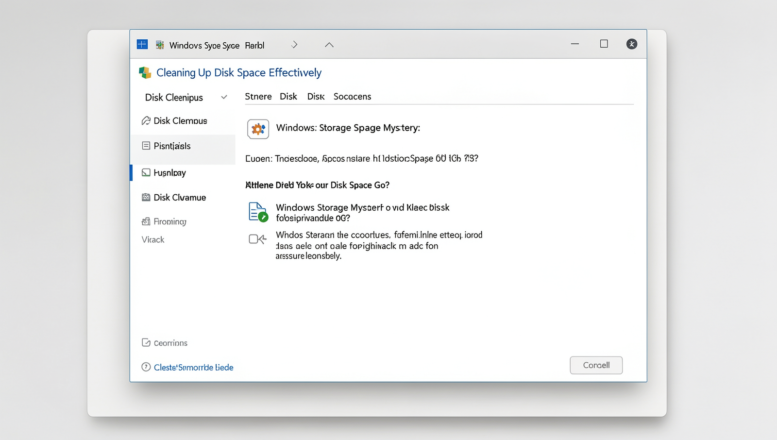 Detailed view of Windows Disk Cleanup tool interface with natural lighting.